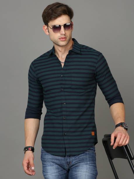 Men Slim Fit Striped Slim Collar Casual Shirt Price in India