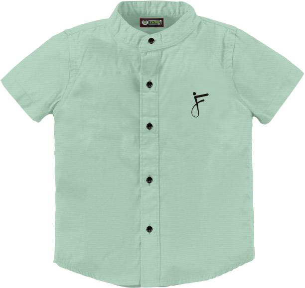 Cloud Kids Boys Self Design Casual Light Green Shirt
