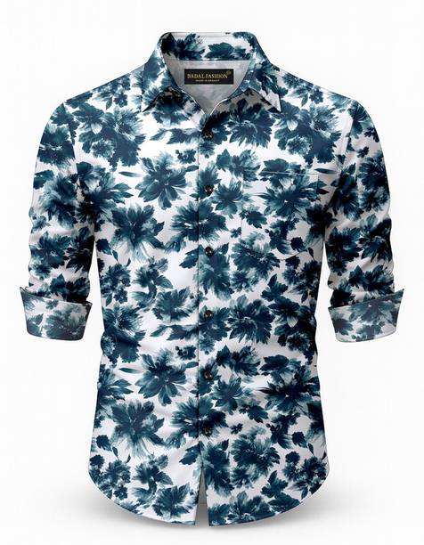 Men Comfort Fit Fit Printed Button Down Collar Casual Shirt