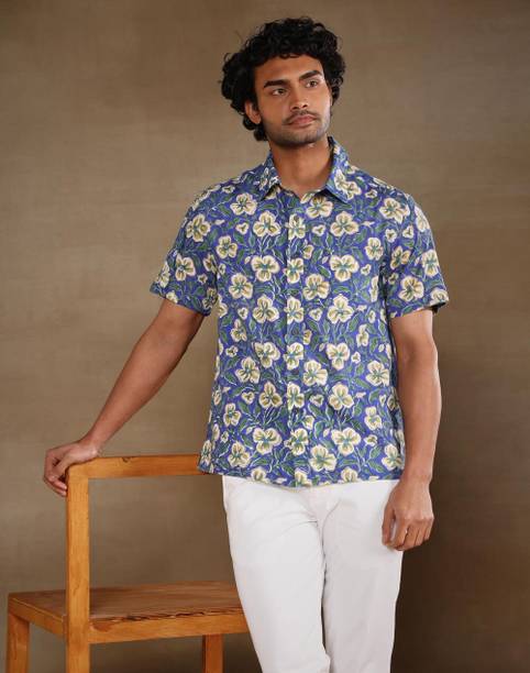 Fabnu Men Cotton Printed Regular Collar Half Sleeves Everyday Comfort Fit Shirt