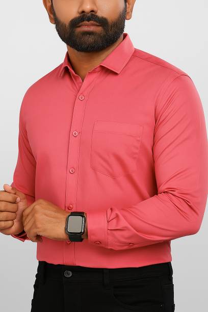 youth first Men Solid Casual Pink Shirt