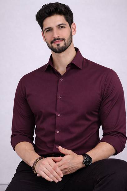 Rafson Men's Regular Fit Solid Spread Collar Formal Shirt