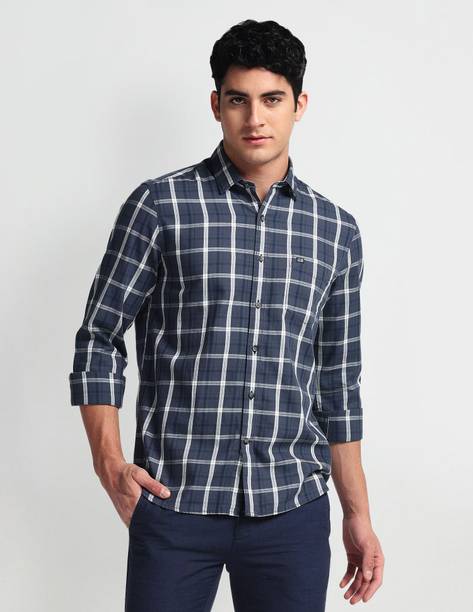 Men Slim Fit Checkered Formal Shirt