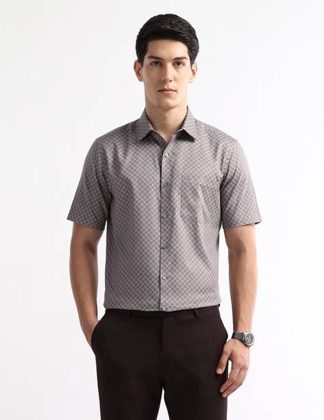 Men Regular Fit Printed Spread Collar Formal Shirt