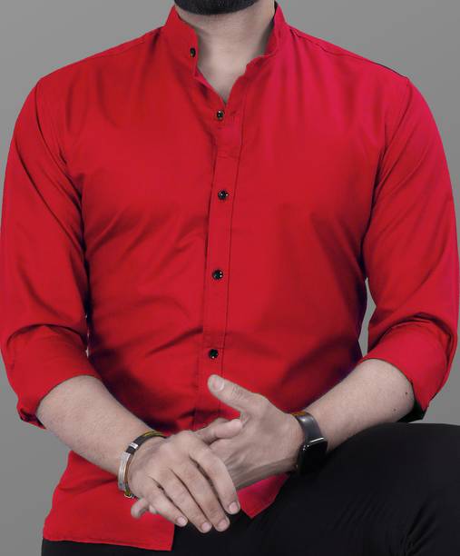 Troonpair Men Solid Casual Red Shirt