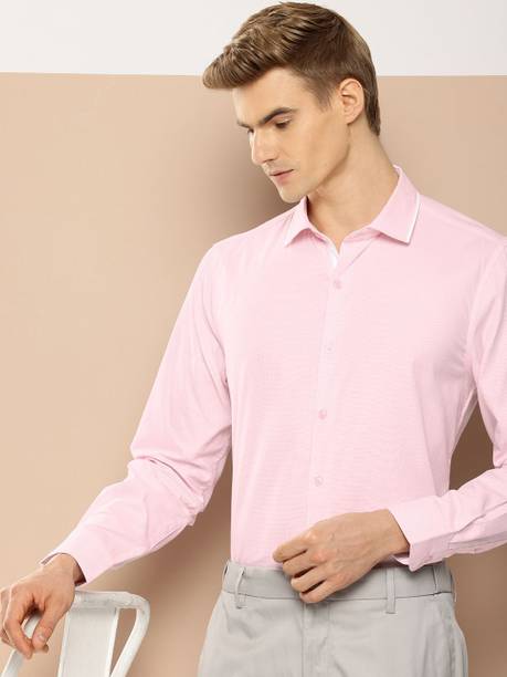 INVICTUS Men Self Design Formal Pink Shirt