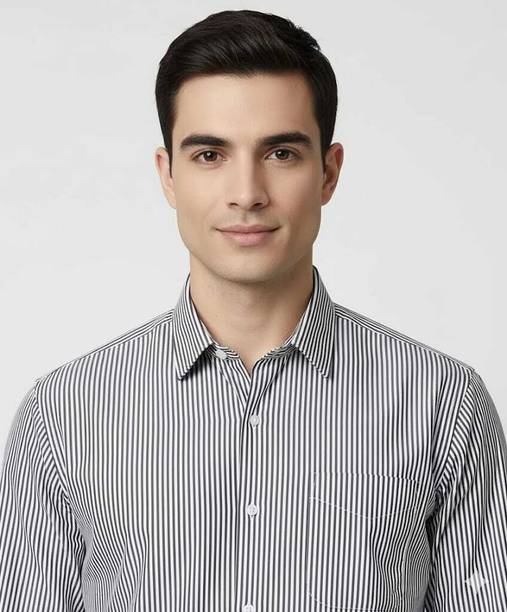 Men Regular Fit Striped Spread Collar Formal Shirt