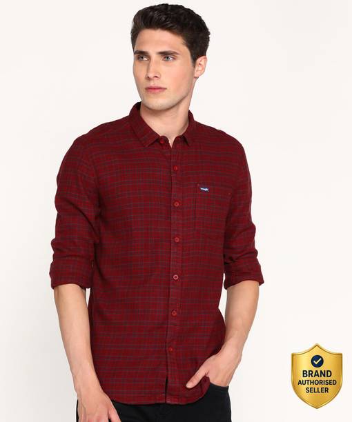 Wrangler Men Checkered Casual Red Shirt