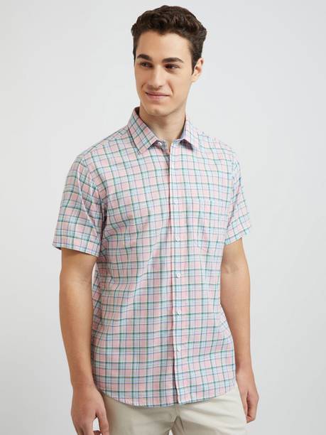 Men Tailored Fit Checkered Formal Shirt