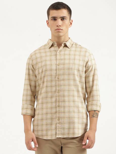 Men Regular Fit Checkered Slim Collar Casual Shirt