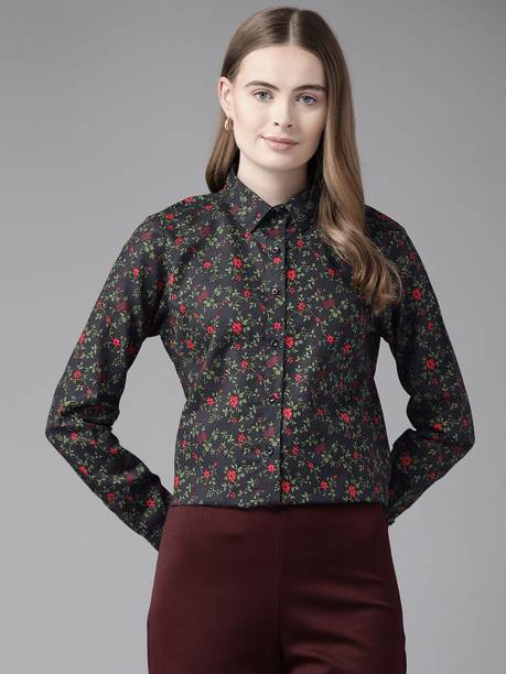 Women Regular Fit Floral Print Spread Collar Formal Shirt