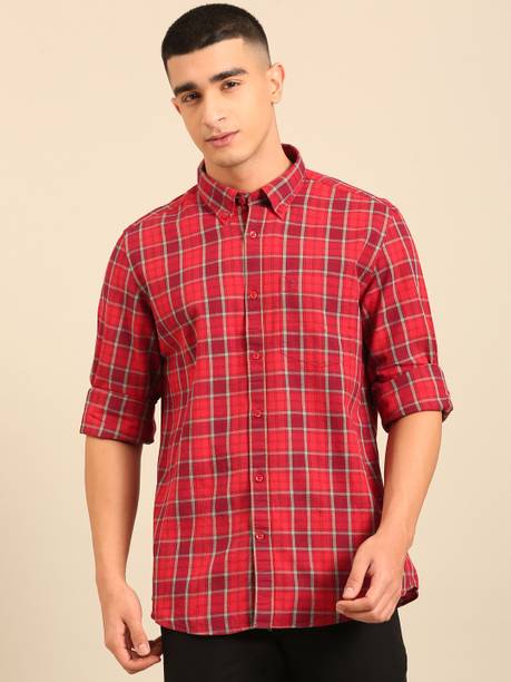 CAVALLO BY LINEN CLUB Men Regular Fit Checkered Button Down Collar Casual Shirt