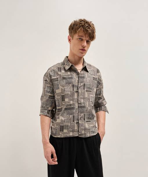 THE BEAR HOUSE Men Relaxed Fit Printed Spread Collar Casual Shirt