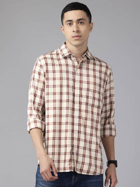 Men Tailored Fit Checkered Casual Shirt