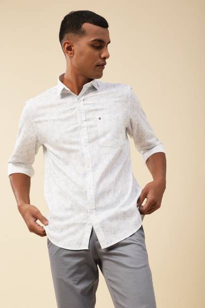 turtle men printed casual white shirt