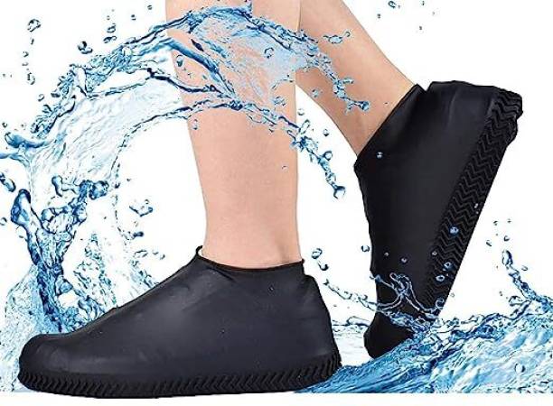 kripara Silicone Rain Shoe Covers Sand-proof Waterproof Non-slip Portable Shoe Covers Silicone Black Boots Shoe Cover, High Ankle Shoe Cover, Toes Shoe Cover