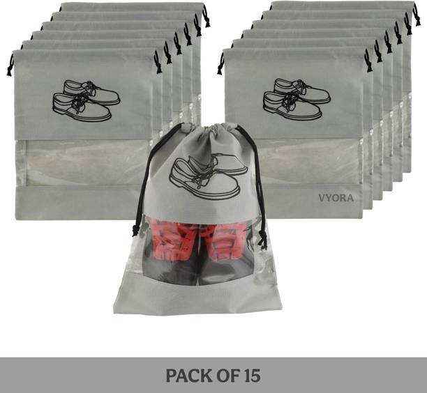 VYORA Shoe bags Shoe pouch Drawstring Bag Shoe cover Travel organizer Shoes organizer PP (Polypropylene) Grey Boots Shoe Cover, Flat Shoe Cover, High Ankle Shoe Cover, Toes Shoe Cover