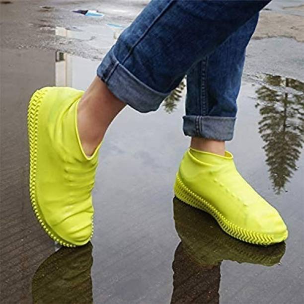 Krishna Reusable Rainproof Silicon Waterproof Shoe Cover Boot ,High Ankle ,All type shoe Silicone Yellow Boots Shoe Cover, Flat Shoe Cover, High Ankle Shoe Cover, Toes Shoe Cover