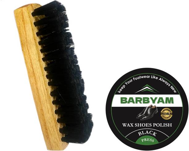 JEEBU Leather Shoe Black Polish, Shoe Cream, Single Sided Brush for Shoes Cleaning Leather Shoe Wax Polish