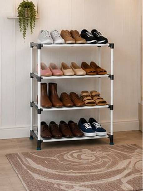 GARGGALLERY 4 Tier Shoe Rack Stand Organizer Storage Space Saving Home Durable Plastic Shoe Rack