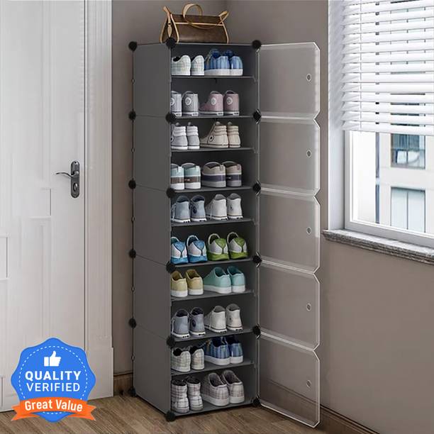 Sasimo 5 Door 10 Shelf Plastic Metal Plastic Collapsible Shoe Stand