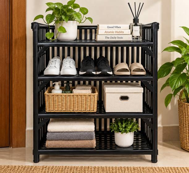 ARAMZONE Premium 4 Tier Compact Multipurpose Rack Bamboo Shoe Rack
