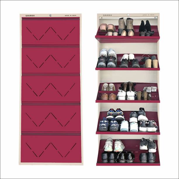 Sairox Sairox Double Shelves Five Door Wall Mounted 30-34 Pair Metal Shoe Rack
