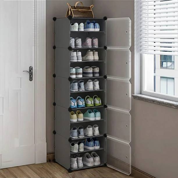 Sasimo 5 Door 10 Shelf Plastic Metal Plastic Collapsible Shoe Stand