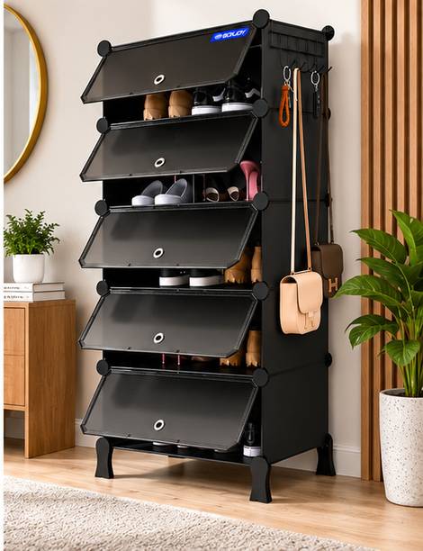 LixaH 5 Tier Shoe Rack Cabinet for Home, Bedroom, Entryway and Closet Storage Plastic Shoe Rack