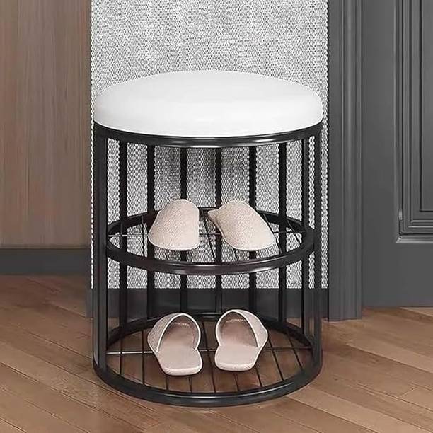Giftoshopee Shoe Rack and Bench with Padded Seat, Metal Shoe Rack