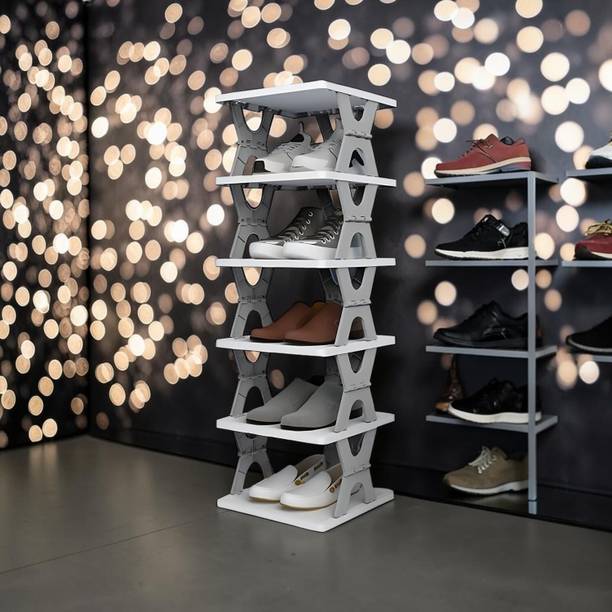 SATEnterprise 5 Tier Foldable Shoe Rack | Lightweight Storage Organizer Plastic Collapsible Shoe Stand