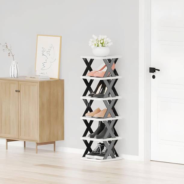 SATEnterprise Foldable Shoe Rack 5 Tier Collapsible Shoe Organizer | Space Saving Shoe Stand Plastic Collapsible Shoe Stand