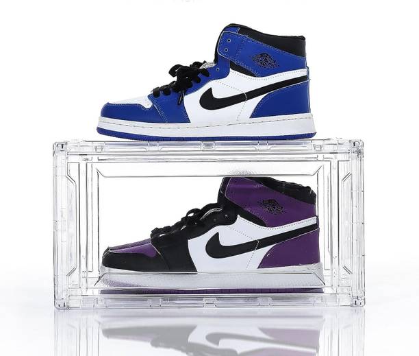 SUICUNE Plastic Sneaker Containers Bins Portable Storage Organizer Space Saving Foldable Plastic Collapsible Shoe Stand