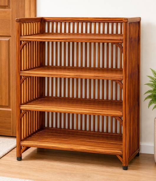 Areeb Ali Traders 4 Tier Multipurpose Storage Rack for Kitchen Bathroom Home Organiser Shelf Bamboo Collapsible Shoe Stand