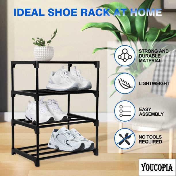 shoerack 4-Tier Space-Saving Shoe Stand Heavy-Duty 4-Layer Utility Organizer Plastic Shoe Rack