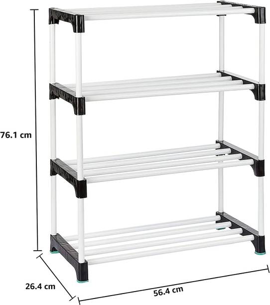 Chalia 4 Layer Shoe Rack (Black, Plastic) Plastic Shoe ...