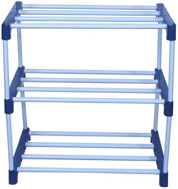 MEZIRE 3 shelves metal shoe stand, multipurpose rack, clothes racks, books rack shelf Metal, Plastic Shoe Stand