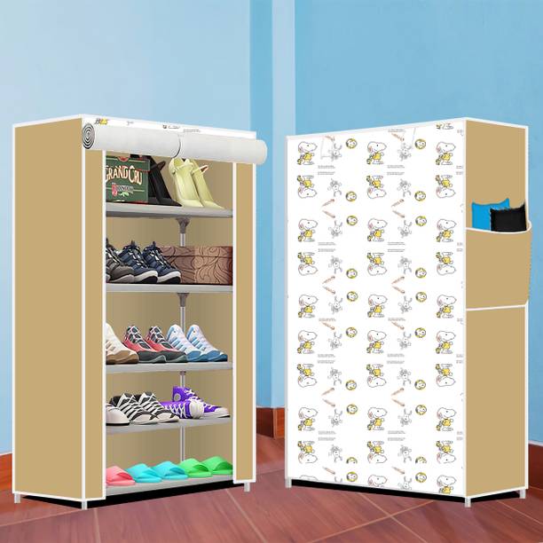 MEZIRE Collapsible Shoe Rack – Metal 5 Tier Foldable Organizer for Home & Entry Use Metal Collapsible Shoe Stand
