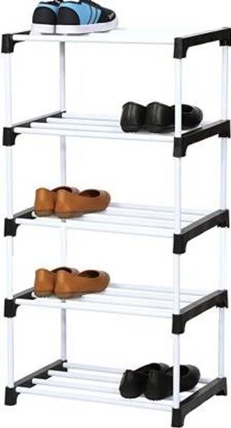 Plexus enterprises Black 5 Shoe Rack Metal Metal Shoe Rack