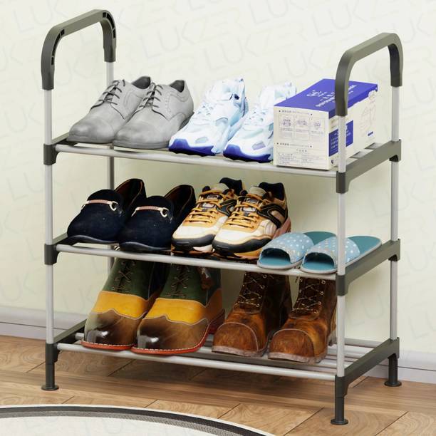 lukzer 3 Layer Shoe Rack Storage Stand Space Saving Free-Standing Organizer Metal, Plastic Shoe Stand