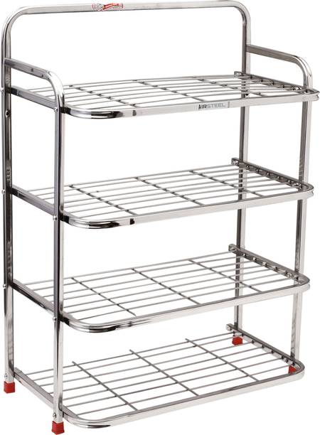 Airsteel Multipurpose Kitchen rack| Shoe rack Wall mounted | (4-shelf, Steel, Large size) Metal Shoe Stand