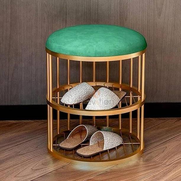 Giftoshopee Shoe Rack and Bench with Padded Seat, Metal Shoe Rack