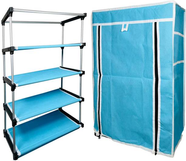 TURBOMAX Portable Storage Free Standing Shoe Organizer with Non-Woven Fabric Cover Plastic Shoe Stand