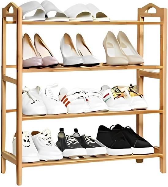 Flipkart Perfect Homes Studio 4-Stackable Durable Shoe Shelf Holder Shoe Organizer,Functional Sturdy Bamboo Shoe Rack