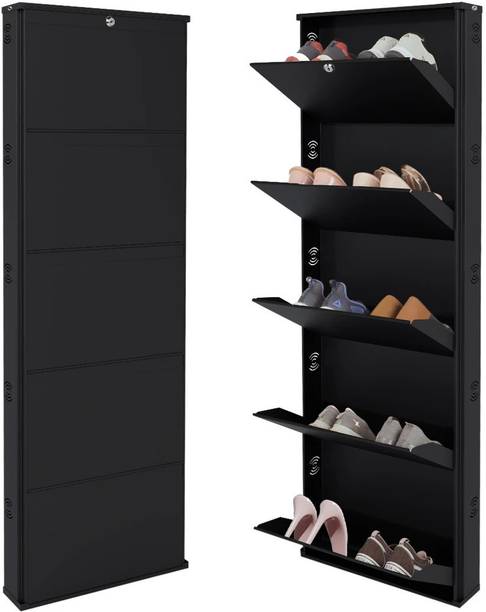Jaimini Space-Saving 19 Inches Wide Wall-Mountable with Lock & Key for Home and Outdoor Metal Shoe Rack