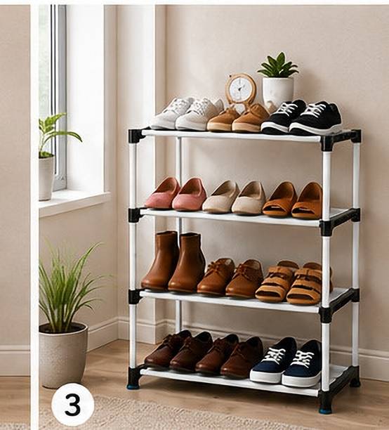 Pick4You 4 Tier Shoe Rack Stand Organizer Storage Space Saving Home Durable Plastic Shoe Rack