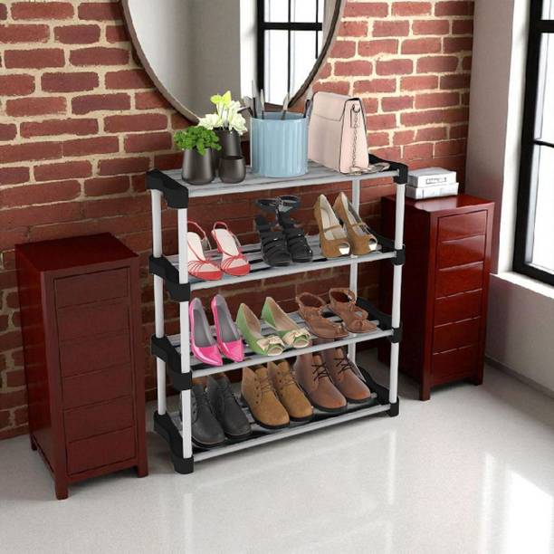PLAYXA Gray Finish Shoe Rack Versatile Neutral Shoe Storage Plastic Shoe Stand