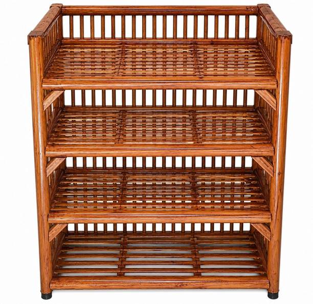 Alvrik Lifestyle 4 Tier Bamboo Storage Rack / Multipurpose Organizer Bamboo Shoe Rack