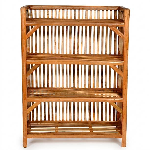 Tril 4 Tier Bamboo Shoe Rack Wooden Stand for Home Space Saving Footwear Shelf Bamboo Shoe Rack