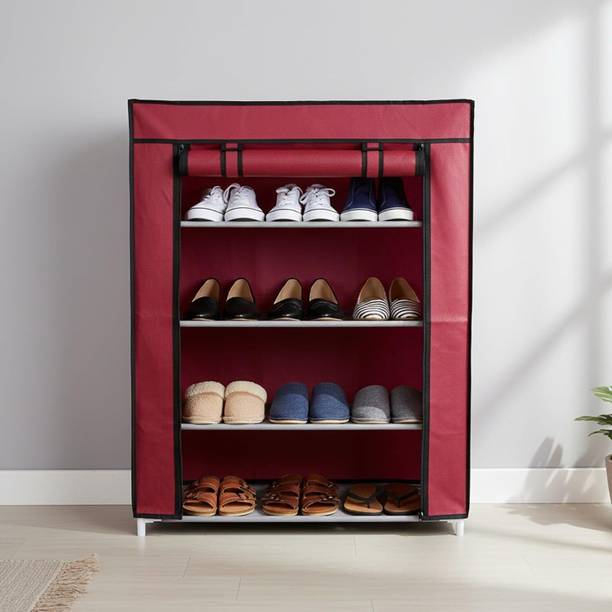 ASDH 4 Layer Collapsible Shoe Rack Stand for Home, Multipurpose Storage Organizer Plastic Collapsible Shoe Stand